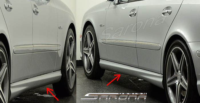 Custom Mercedes E Class Side Skirts  Sedan (2003 - 2009) - $490.00 (Part #MB-010-SS)